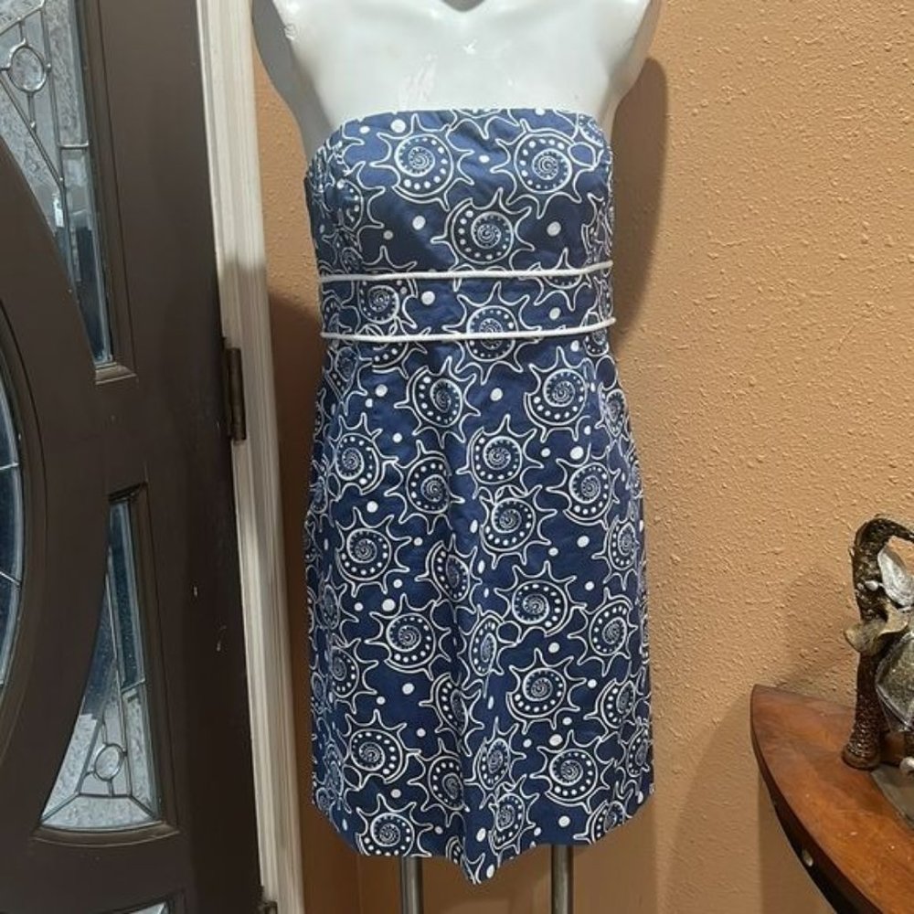 Vineyard Vines Blue Patterned Strapless Dress Siz… - image 3